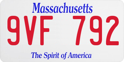 MA license plate 9VF792