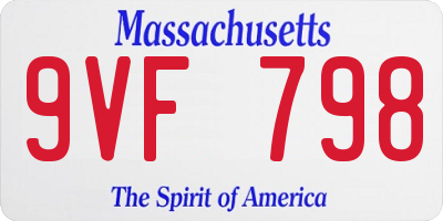 MA license plate 9VF798