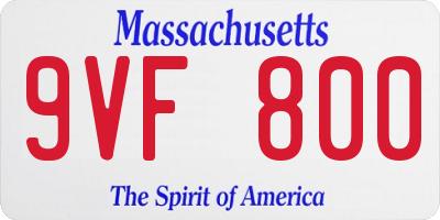 MA license plate 9VF800