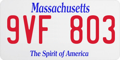 MA license plate 9VF803