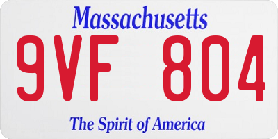 MA license plate 9VF804
