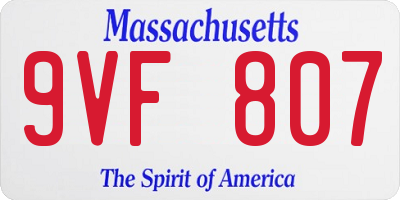 MA license plate 9VF807