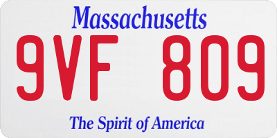MA license plate 9VF809