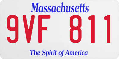 MA license plate 9VF811