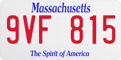 MA license plate 9VF815