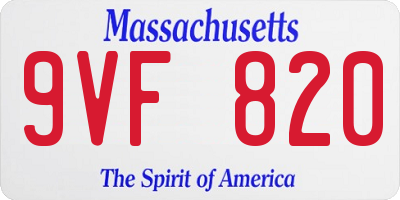 MA license plate 9VF820