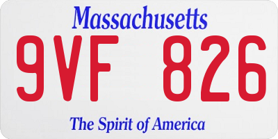 MA license plate 9VF826