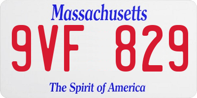 MA license plate 9VF829