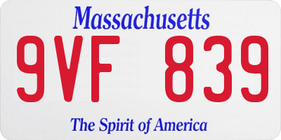 MA license plate 9VF839