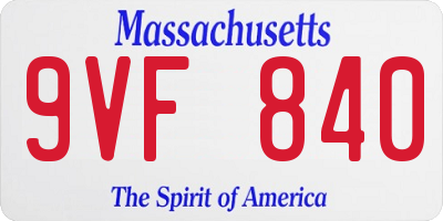 MA license plate 9VF840
