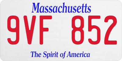 MA license plate 9VF852