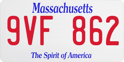 MA license plate 9VF862