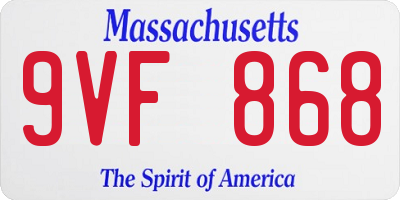 MA license plate 9VF868