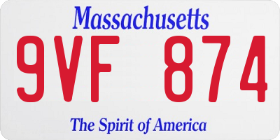 MA license plate 9VF874