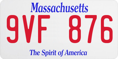MA license plate 9VF876