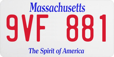 MA license plate 9VF881