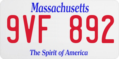 MA license plate 9VF892
