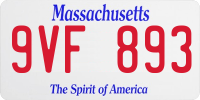 MA license plate 9VF893