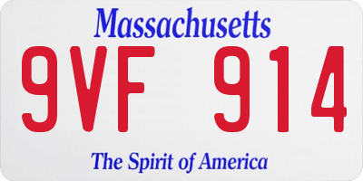 MA license plate 9VF914