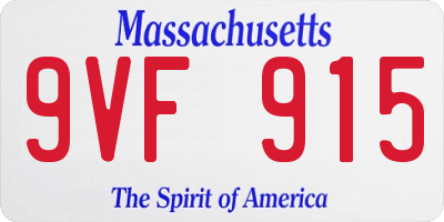 MA license plate 9VF915