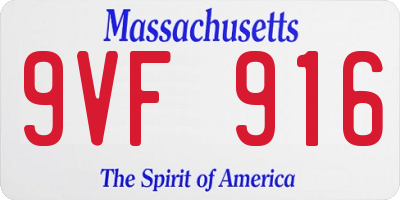 MA license plate 9VF916