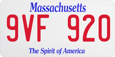 MA license plate 9VF920