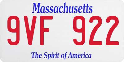 MA license plate 9VF922