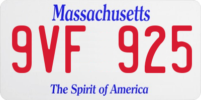 MA license plate 9VF925