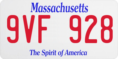 MA license plate 9VF928