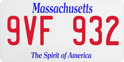 MA license plate 9VF932