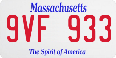 MA license plate 9VF933