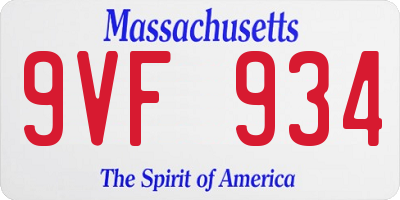 MA license plate 9VF934