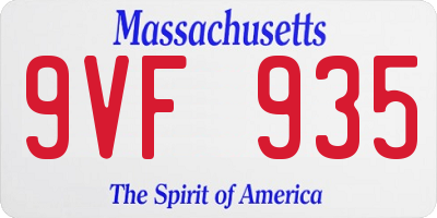 MA license plate 9VF935