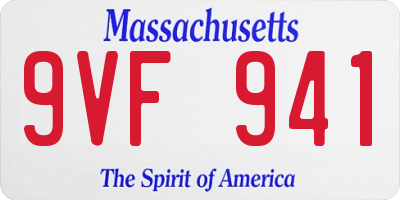 MA license plate 9VF941