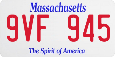 MA license plate 9VF945