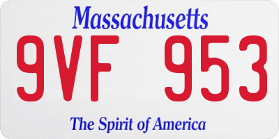 MA license plate 9VF953