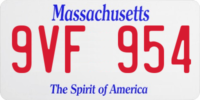 MA license plate 9VF954