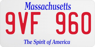 MA license plate 9VF960