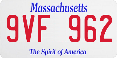 MA license plate 9VF962