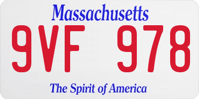 MA license plate 9VF978