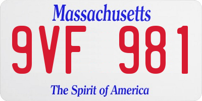 MA license plate 9VF981