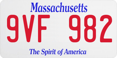 MA license plate 9VF982