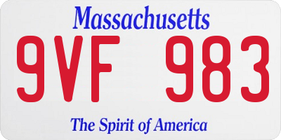 MA license plate 9VF983