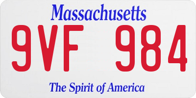 MA license plate 9VF984