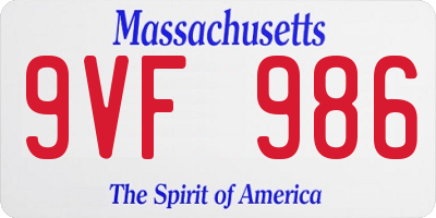 MA license plate 9VF986