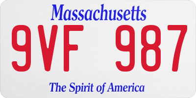 MA license plate 9VF987