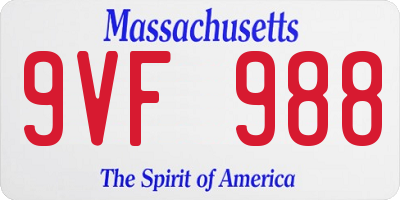 MA license plate 9VF988