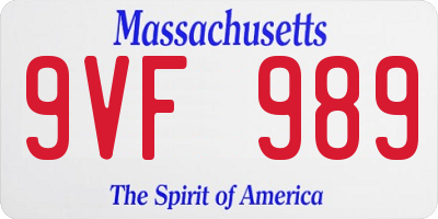 MA license plate 9VF989