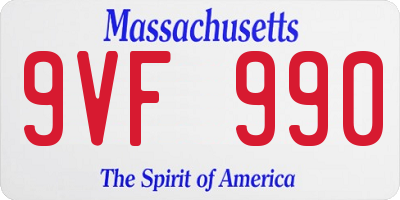 MA license plate 9VF990