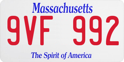 MA license plate 9VF992